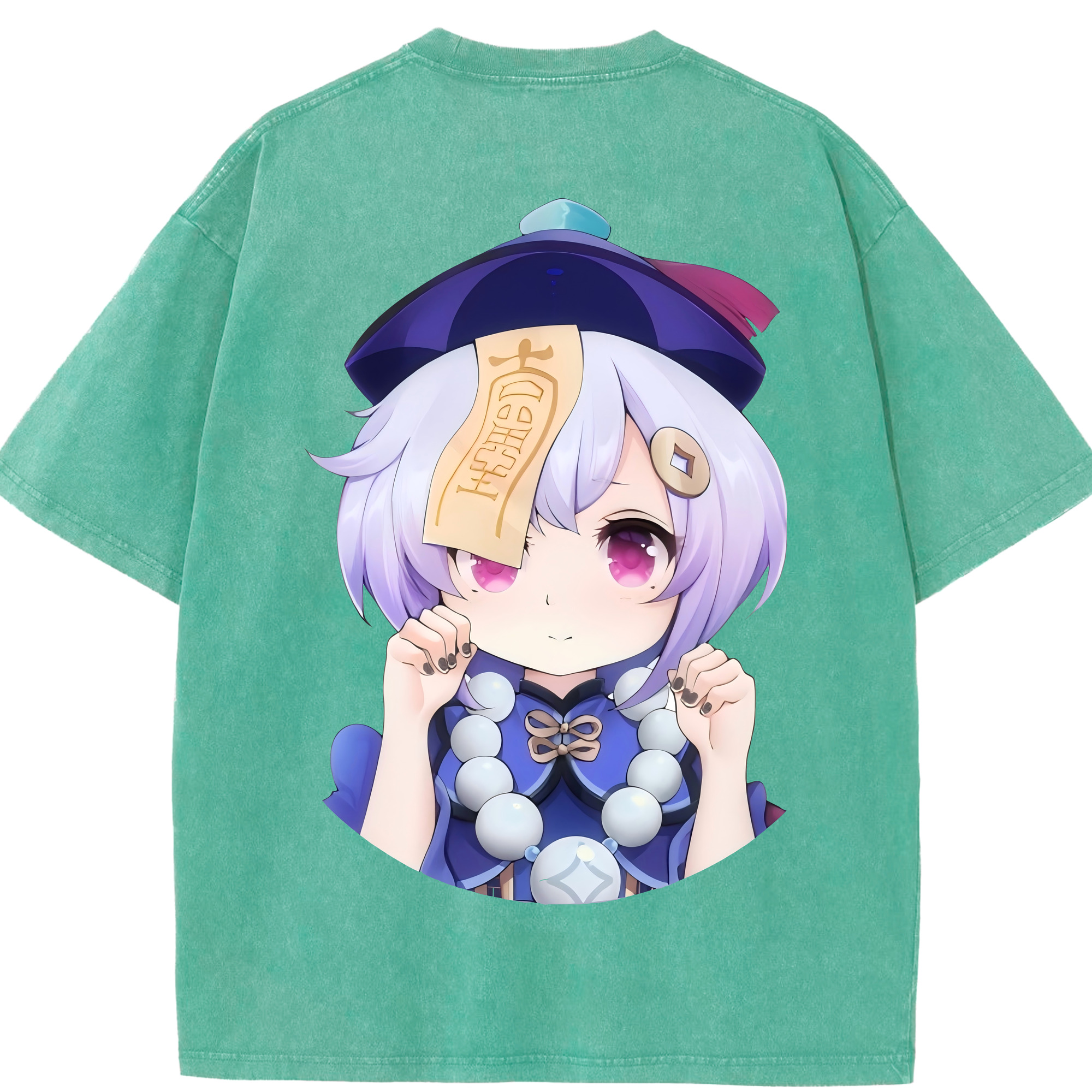 げんし神 七七 なな  genshin Nana 綿100% ヴィンテージ風 半袖Tシャツ（背面プリント）
